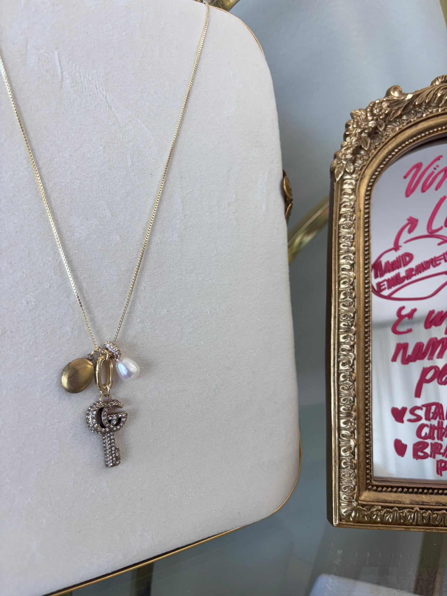 Gucci Key & Pearl Charm Necklace